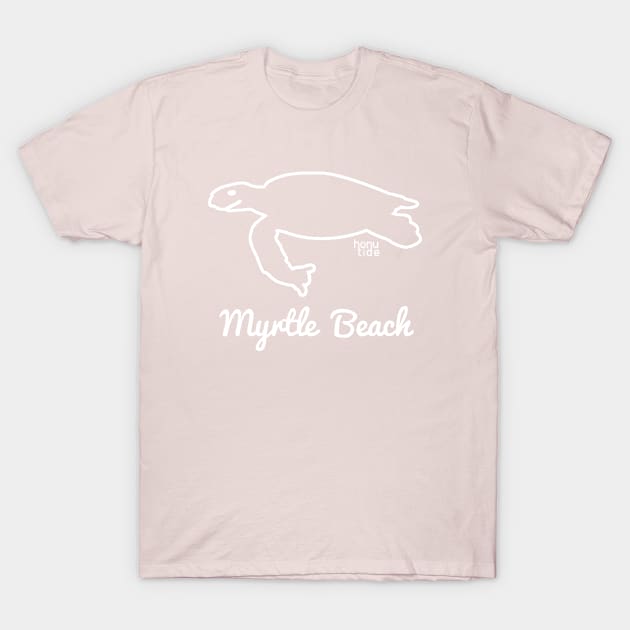 Honu Tide - White Outline Myrtle Beach South Carolina T-Shirt by ThisIsFloriduhMan